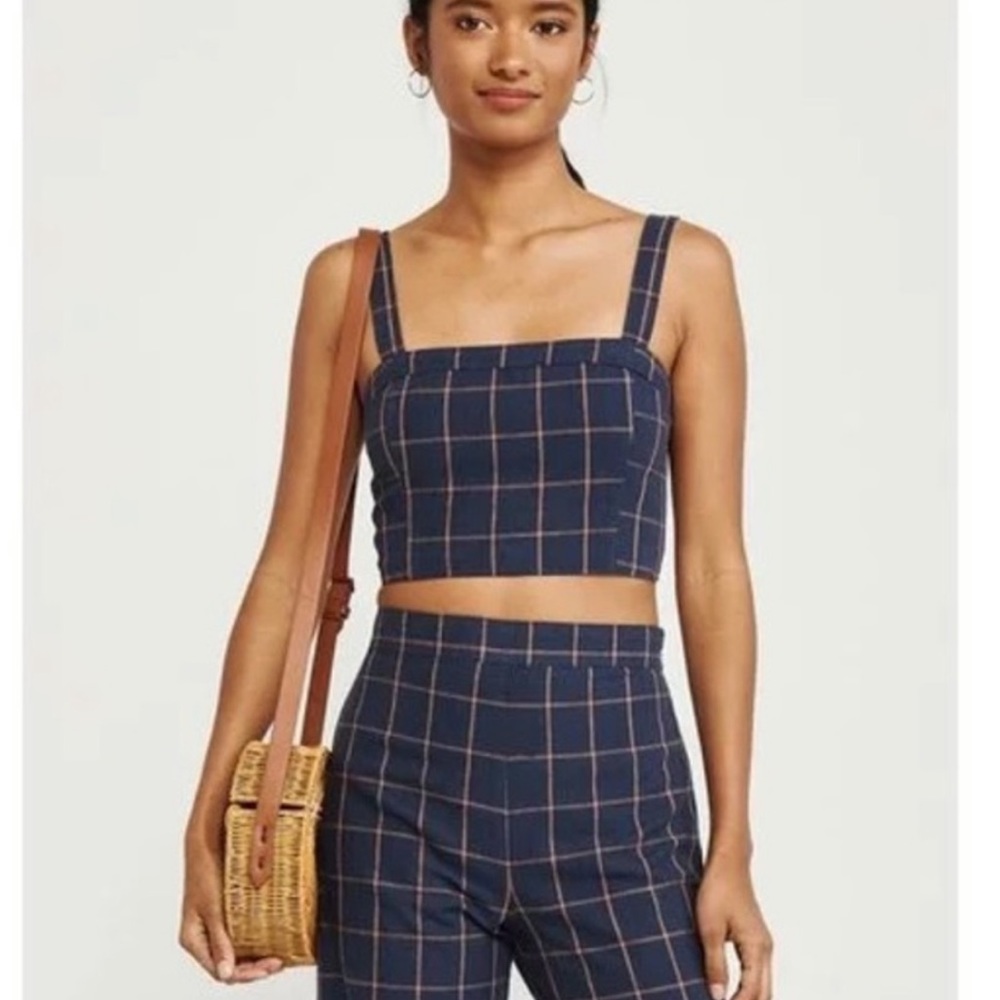 Abercrombie Blue Linen Cropped Top